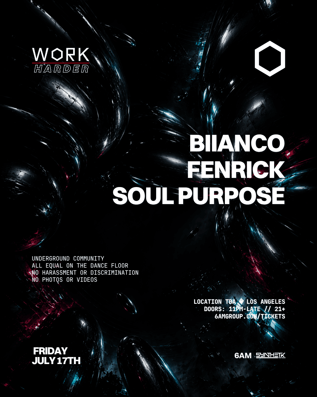 WORK Harder presents: BIIANCO, Fenrick, & Soul Purpose