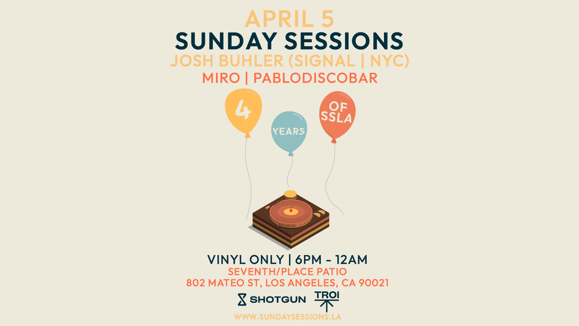 4 YEARS OF SUNDAY SESSIONS LA (Vinyl Only) Open air
