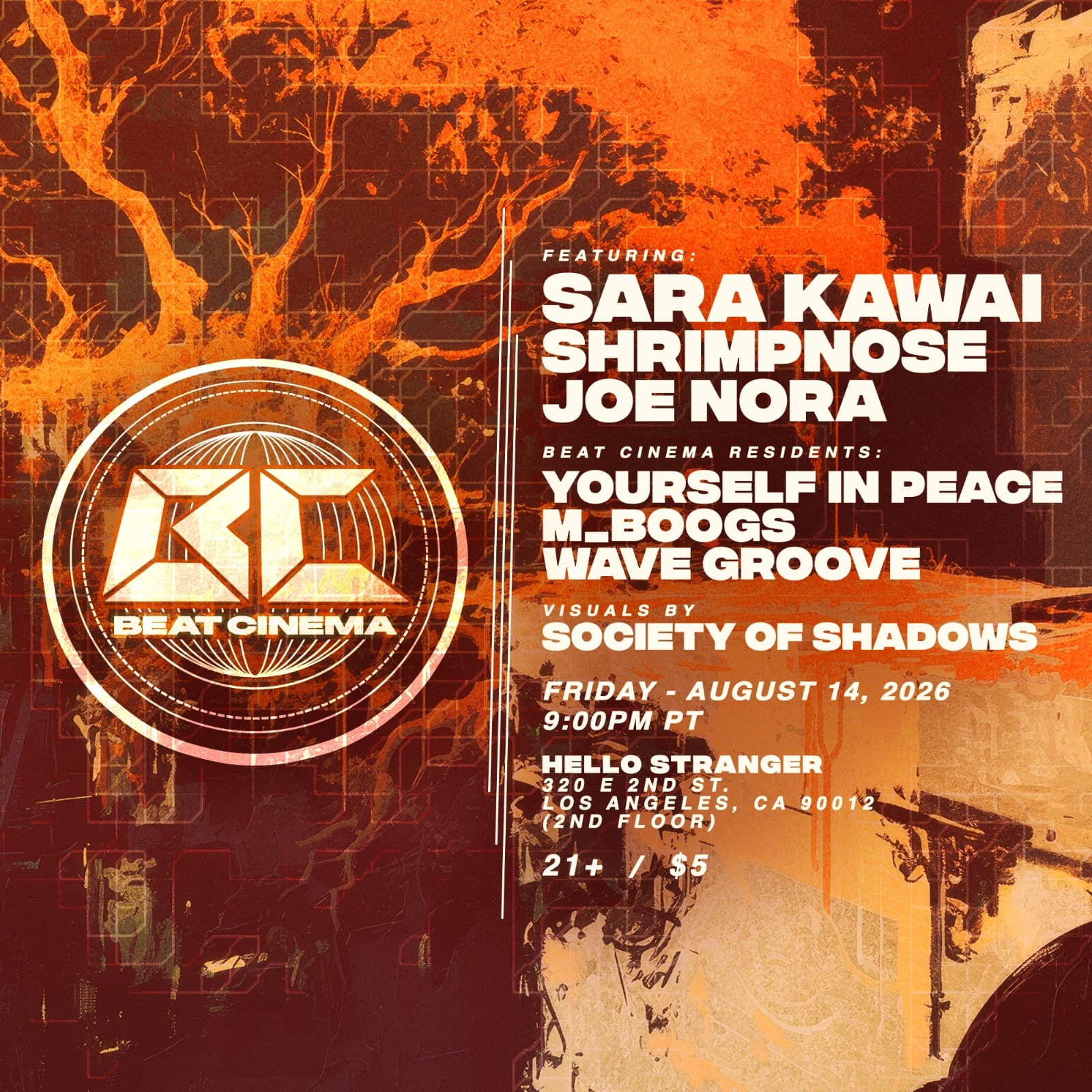 BEAT CINEMA - 8/14 - sara kawai , shrimpnose , Joe Nora