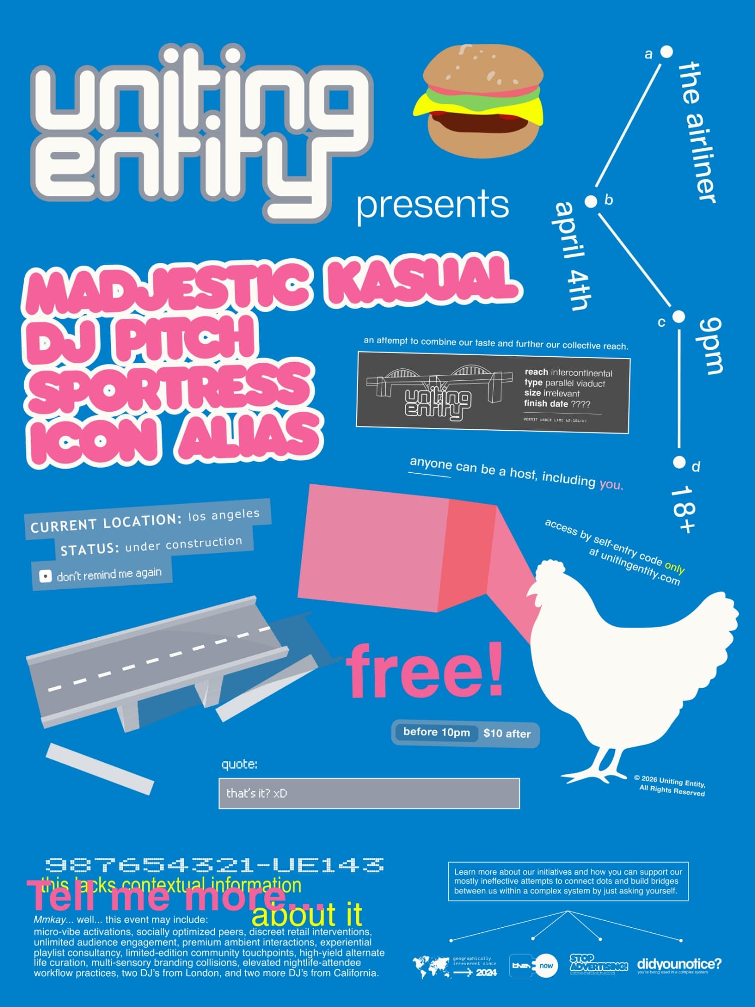Uniting Entity presents: Madjestic Kasual, DJ Pitch, Sportress, Icon Alias