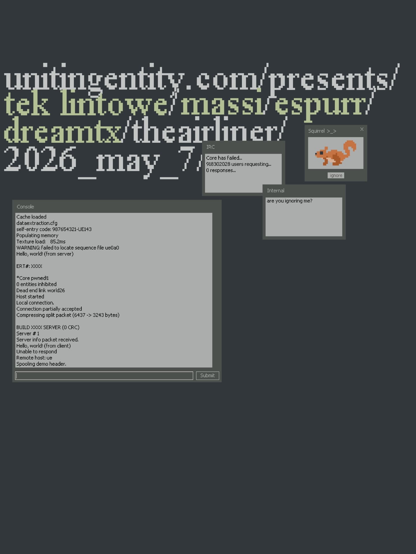 Uniting Entity presents: Tek lintowe, Massi, espurr, dreamTX