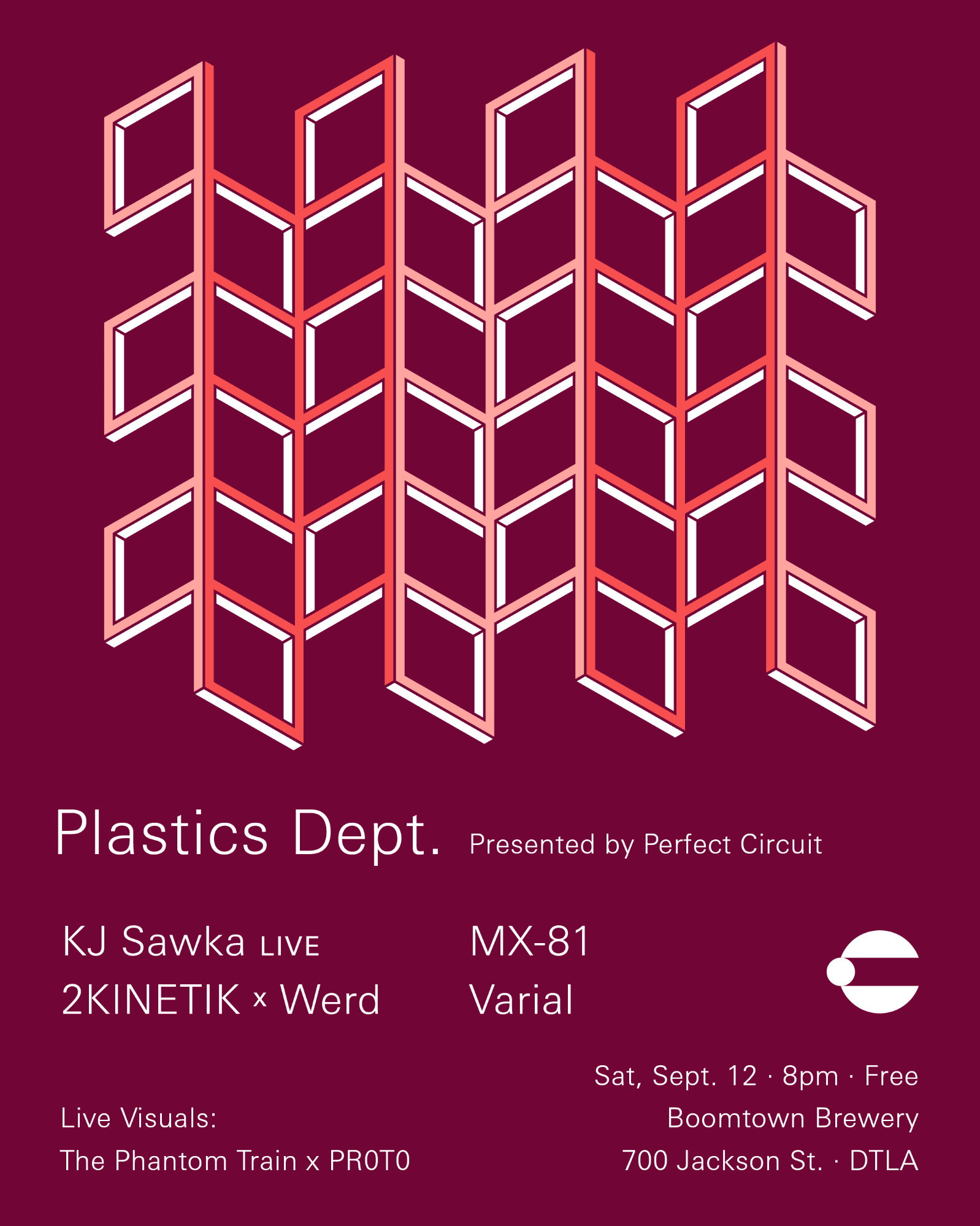 Perfect Circuit presents Plastics Dept. feat KJ Sawka LIVE, 2KINETIK x Werd, Varial, MX-81